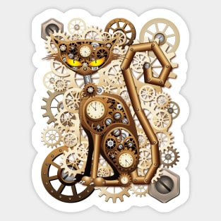 Steampunk Cat Vintage Style Sticker